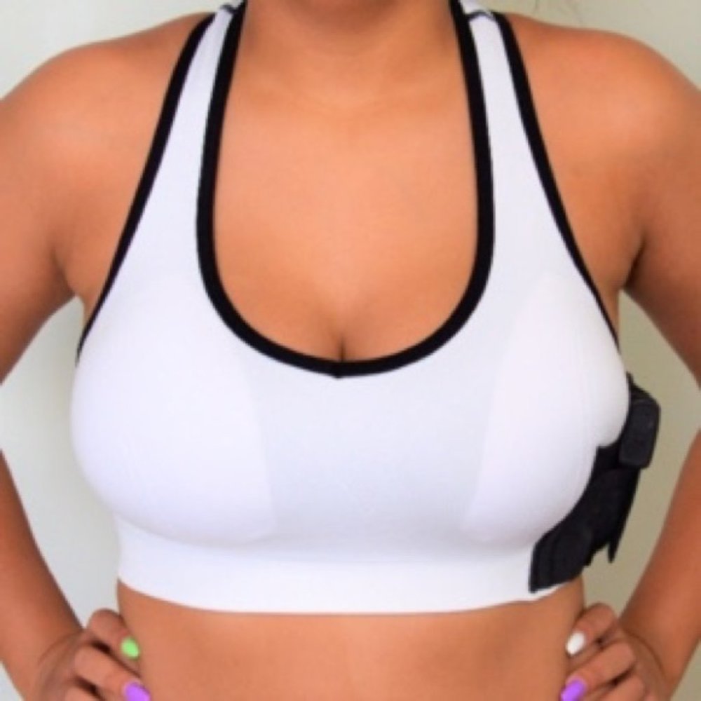 Women's Concealed Carry Gun Holster White Sports Bra Right Left Hand ALL SIZES